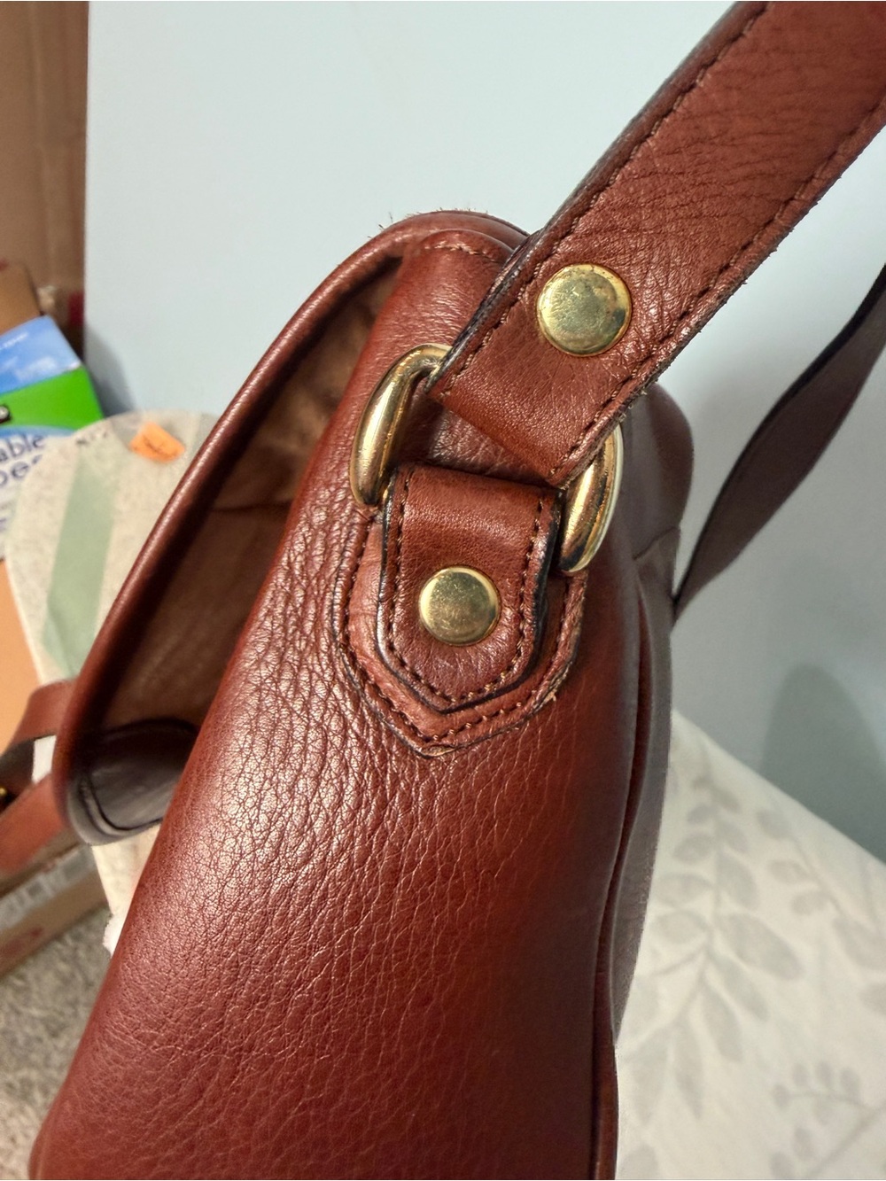 Vintage Oroton Brown Leather Crossbody Bag Pebbled Leather Australia Boho - Picture 10 of 11